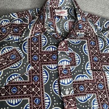 VINTAGE Arrow Shirt Mens M Scrambler Knit Geometric Polyester Disco 70s Funky