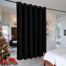 RYB HOME Room Divider Curtain - Privacy 120"W x 96"L Pack of 1 , Black