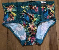 Plus Sz 14/16 Lane Bryant Cacique Lace Trim Full Brief Panty Teal Tropical Aqua