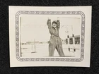 WW2 Military Army Soldier Swinging On Monkey Bars Antique Snapshot Photo