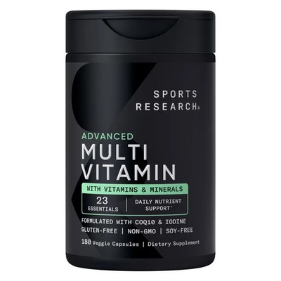Sports Research Advanced Multivitamin 180 Veggie Capsules Daily Health