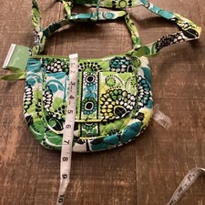 Vera Bradley Green Flowers Lizzy Lime's Up Crossbody Shoulder Bag Purse Wallet