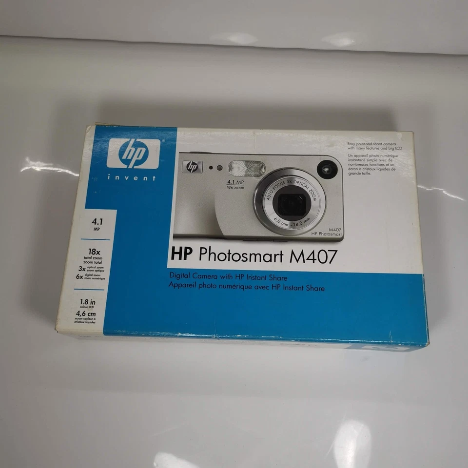 HP PhotoSmart M407 Digital Camera 4.1MP Silver Compact Boxed Tested Works - Image 3 of 4