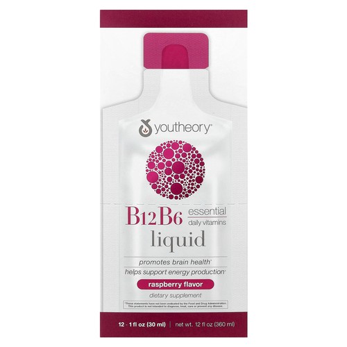 B12 B6 Liquid, On The Go, Raspberry, 12 Packets, 1 fl oz (30 ml) Each