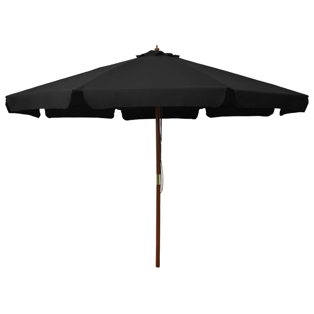 Parasol de jardin mât bois de luxe 330 cm noir Helloshop26 02_0008251
