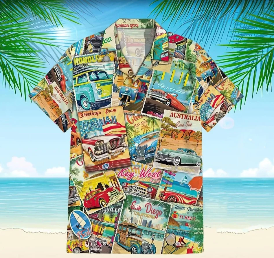 Vintage Car Collage Hawaiian Shirt, Soft Hawaii Shirt
Opens in a new window or tab