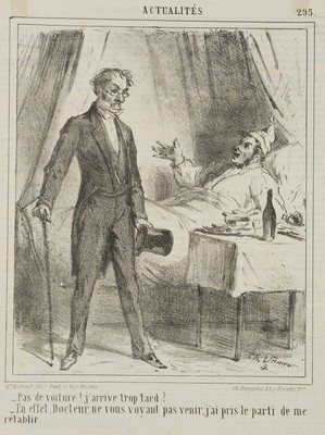 VERNIER (19.Jhd), Karikatur. Arzt und Patient, Lithographie Moderne Karikatur