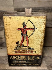 Vintage ARCHER OIL CAN U.F.A. Fuel Additive 1 One Gallon Petroleum     PIA