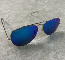Ray-Ban RB 3025 112/17 58-14 Aviator Large Metal Gold Sunglasses Blue Mirror