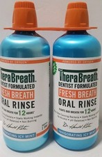 TheraBreath Fresh Breath Oral RInse 1L - Icy Mint - 2 bottles/Lot of 2 33.8oz