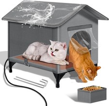 Large Heated Cat Shelter Outside Winter Foldable W/ Heating Pad Weatherproof