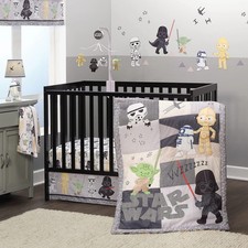Lambs Ivy Star Wars Classic 3-Piece Baby Crib Bedding Set - Yoda/Darth Vader