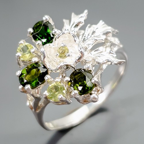 Art Jewelry Natural Chrome Diopside Ring 925 Sterling Silver Size 9.25 /R412880