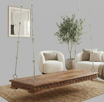 Wood Ceiling Swing Plank for 2 Seaters,Solid wood Jhula ,wooden Oonjal