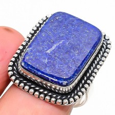 Natural Lapis Lazuli Gemstone 925 Sterling Silver Ring Size 8.5 F439