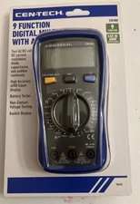 Cen-Tech 9 Function Multimeter w/Audible Continuity -Backlit Display- #59410