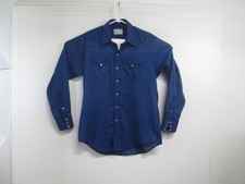 Rockmount Ranch Wear Mens Large Vintage 1970s Pearl Snap Shirt Navy Blue Western