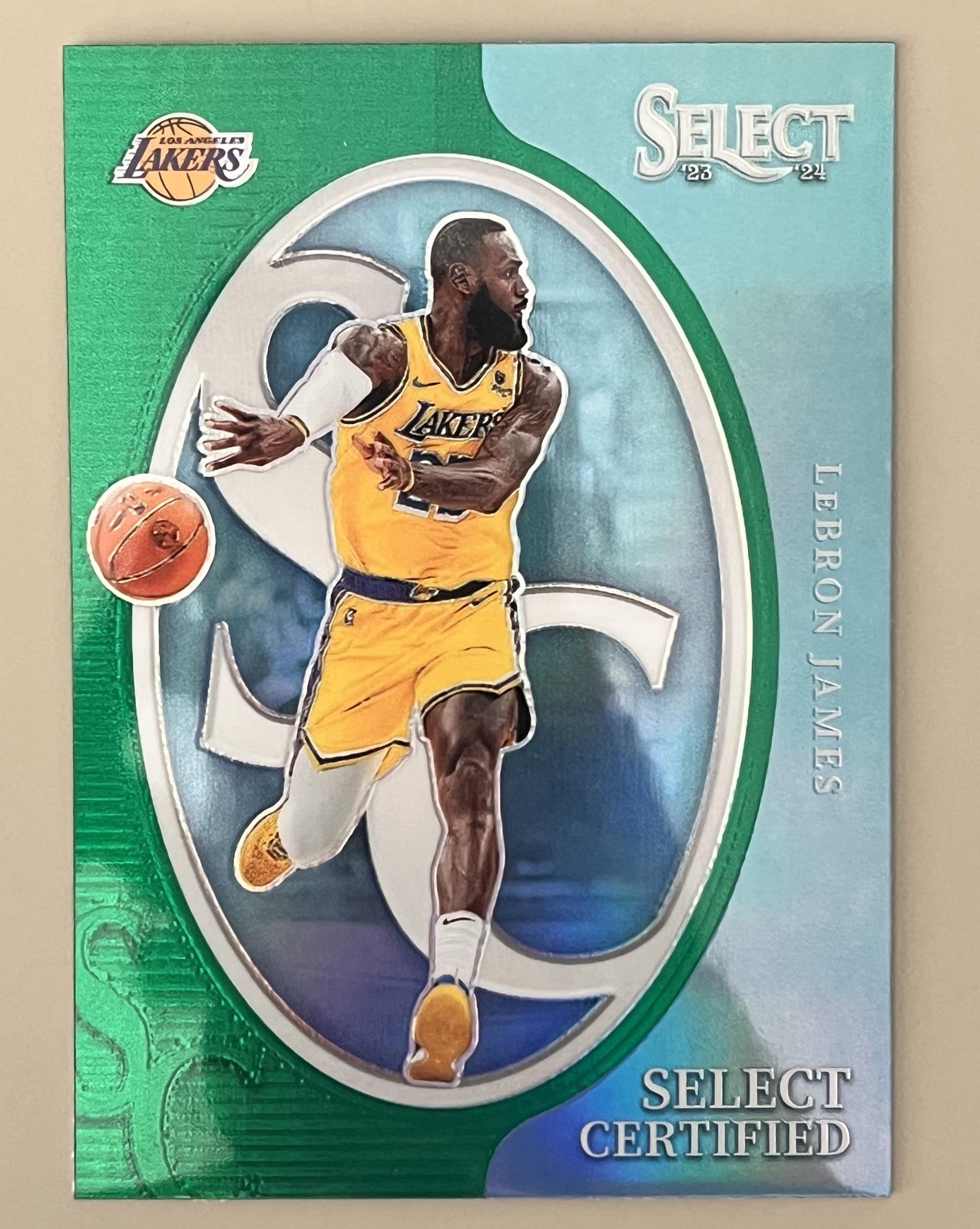 2023-24 Panini Select #7 LeBron James Select Certified Green Prizms