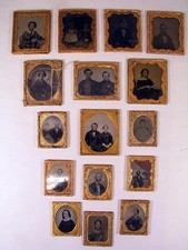 Large Lot Of 16 Antique Ambrotype Tintype Photographs All As Found W Wear Grime