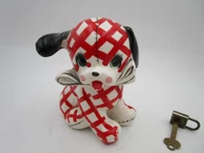 Vintage 1956 Napco Red Plaid Billy Dog Coin Bank