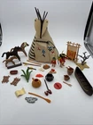Vintage Playmobil Native American Teepee  Canoe Paddles Figures Horses