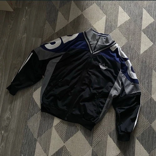 Vintage 90s Adidas Track Jacket Big Logo Trefoil Black Blue Grey Size D8 F192⁠ image 3