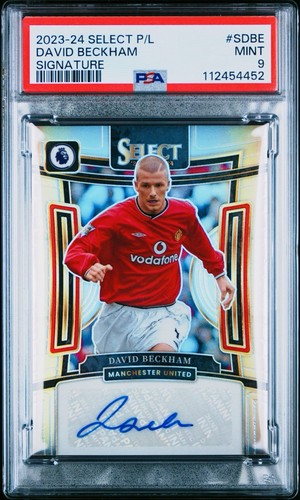 DAVID BECKHAM 2023-24 Select Premier League Signatures Silver Prizm Auto PSA 9