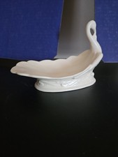 Ceramic Trinket/Soap Dish White, Swans Shaped, 7.5" X 4"