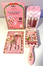 x4 Strawberry Shortcake Face Sheet Mask Lip Oil Hair Brush Lash Curler Tweezer