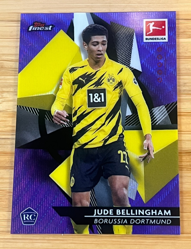 2020 Topps Finest Bundesliga Jude Bellingham RC Purple Wave Rookie RC /250