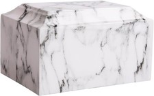 MAKEY'S White Classic Cultured Marble Cremation Urn for Human Ashes