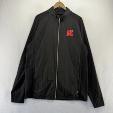 Nebraska University Jacket men's XLT XL Black Zip Performance Embroidered NEW