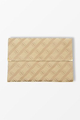 Vintage Balenciaga BB Monogram Envelope Clutch Beige Jacquard Logo Bag