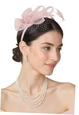 Fascinators Hats for Women - Tea Party Hat Kentucky Elegant Tulle Feather Pink