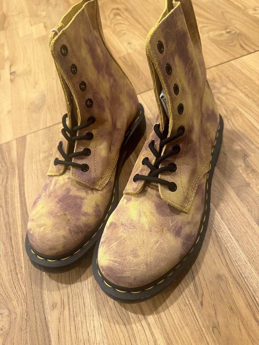 Martens NIB 1460 Pascal Burnt Yellow Grunge Tie Dye 27962745