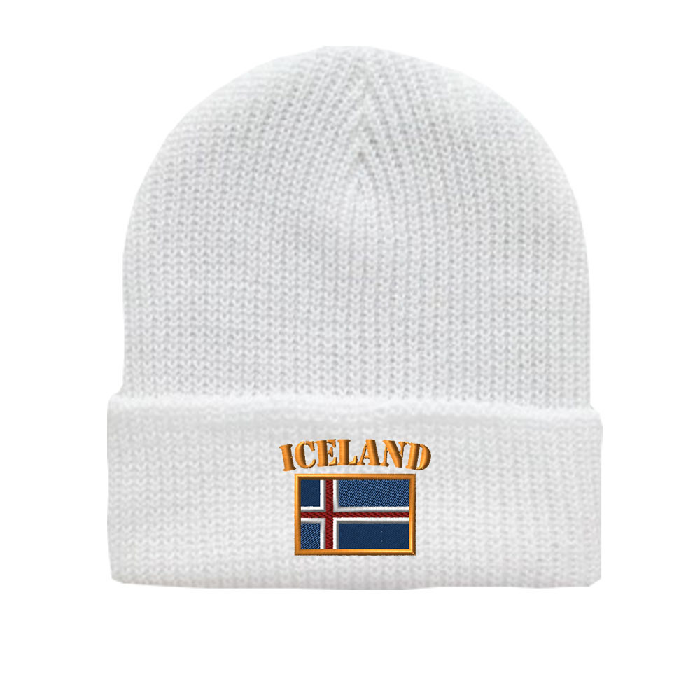 ICELAND FLAG Embroidered Cuffed Beanie Skull Cap Hat | eBay display picture 2