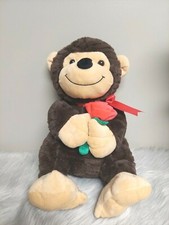 Animal Adventure Dark Brown Teddy Bear 15'' Plush Soft Valentine w/ Red Rose