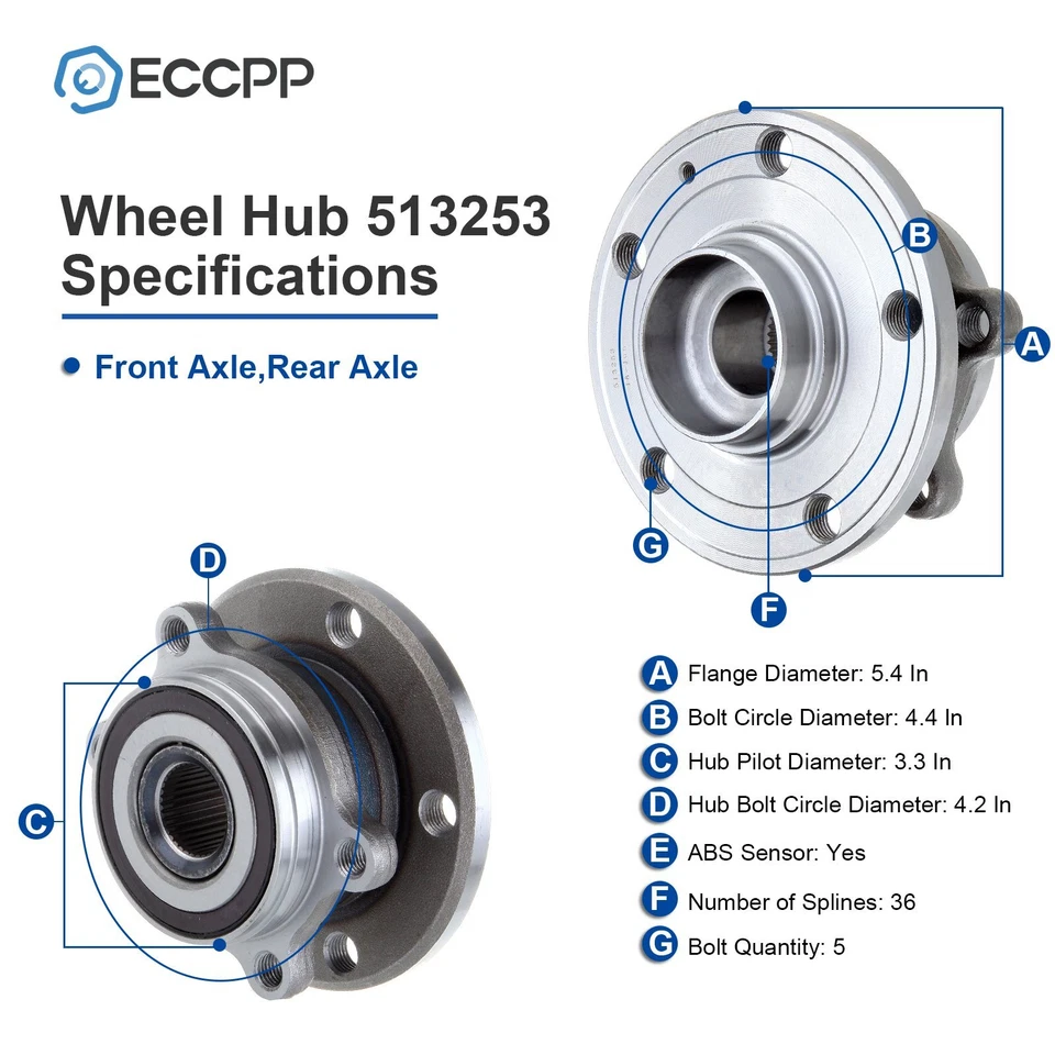 Cojinete de cubo de rueda delantero 2 piezas para Audi TT A3 Q3 Quattro VW Passat Jetta CC Beetle Foto 2 de 4