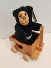 Raikes Bears Nursery Miniatures  Nathan Wood Face Teddy Bear  Wagon tag
