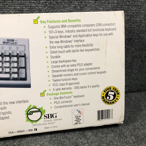 SIIG Win Touch Enhanced Keyboard Model KB1927 BRAND NEW Windows 101+3 Keyboard - Picture 6 of 8