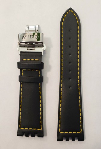 Original MIDO All Dial 8340 / 8341 / 8360 / 8370 Black Yellow Leather Band Strap - Bild 1 von 2