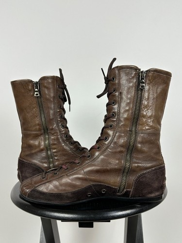Women's Prada Leather Car Shoes High Top Sneakers Driving Boots Size 38.5 EUR - Picture 6 of 24