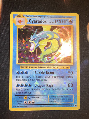  HEAVY FULL HOLO BLEED GYARADOS 34/108 2016 Evolutions MINT CONDITION!