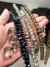 CRYSTAL Beads for Jewelry Making Black Silver Smoky  Mix 5 lbs over 1000 pcs