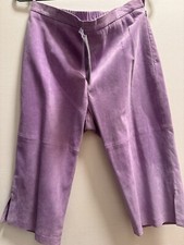 Terry Lewis Classic Luxuries Soft Purple Genuine Leather Lined Pants Elastic 12p