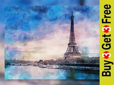 The Eiffel tower, Paris, Watercolour painting, France artwork print 5x7