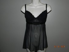 Fredericks of Hollywood M babydoll nightgown sheer underwire cups EUC