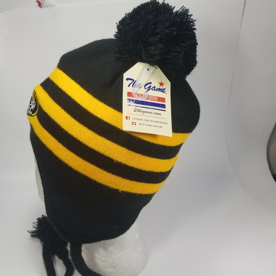 Miami City Name Beanie Hat - Colorful Striped Winter Knit With Pom Pom