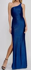 City Studios Women's Junior's Blue Glitter One Shoulder Dress Size 13/14