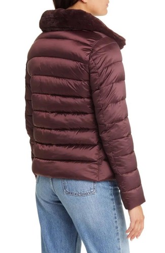 SAVE THE DUCK Mei Faux Fur Collar Puffer Jacket Burgundy Black XS (0) - Picture 4 of 6